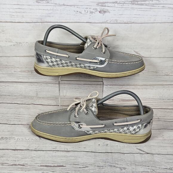 Women's Sperry Top Sider Boat Shoe Sz 9.5 Gray Metalic Casual - Picture 2 of 7